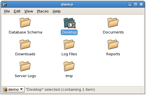 The CentOS GNOME File Manager in icon mode