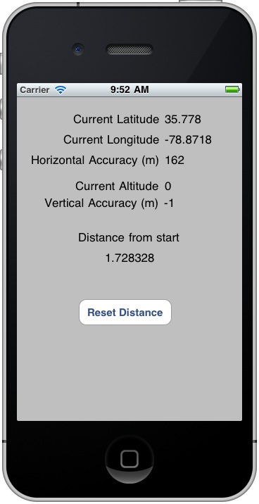 An iOS 4 iPhone location application running