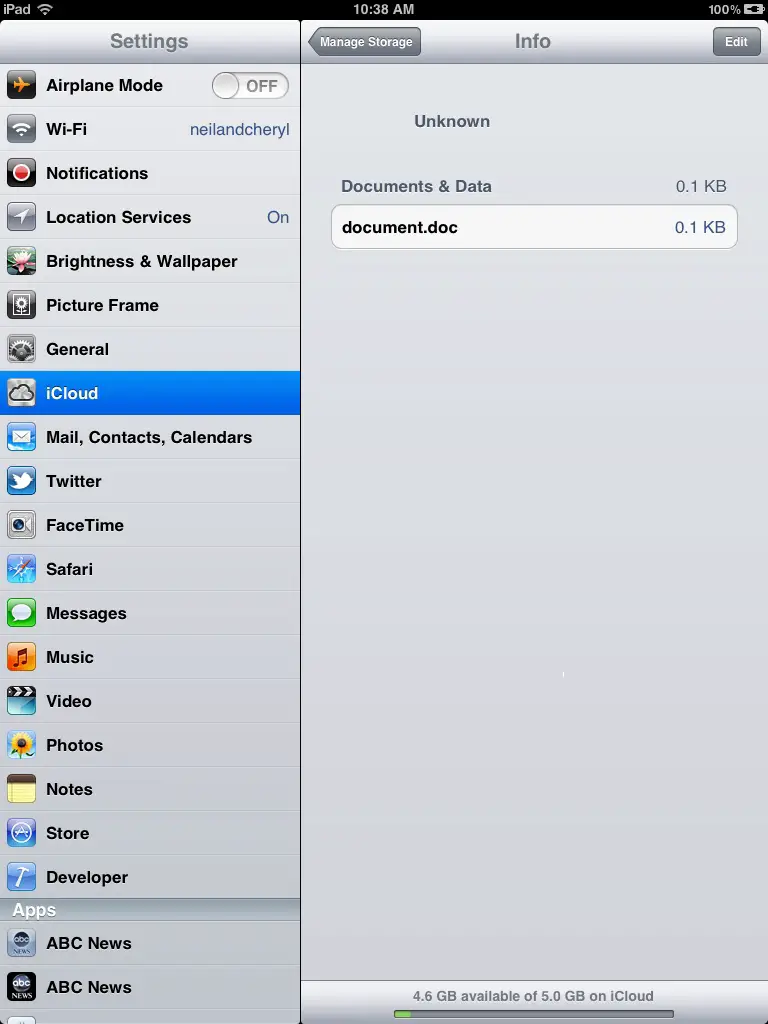 Configuring iCloud Settings on an iPad