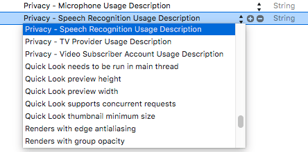 iOS 10 seeking speech recognition permission