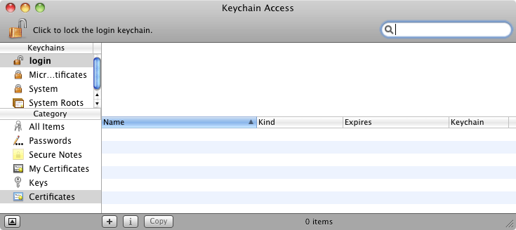 The Mac OS X Keychain Access utility