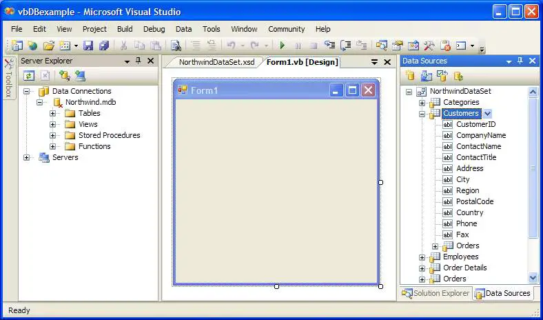 Visual Studio Data Sources Panel