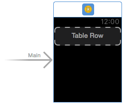 A table row in a WatchKit scene