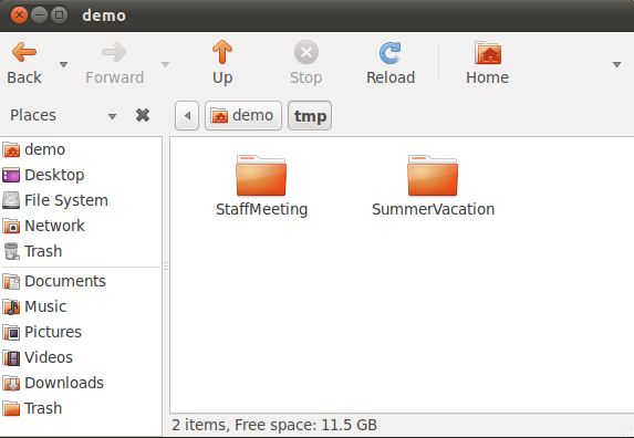 Two folders in the Ubuntu 11.04 Unity file manager