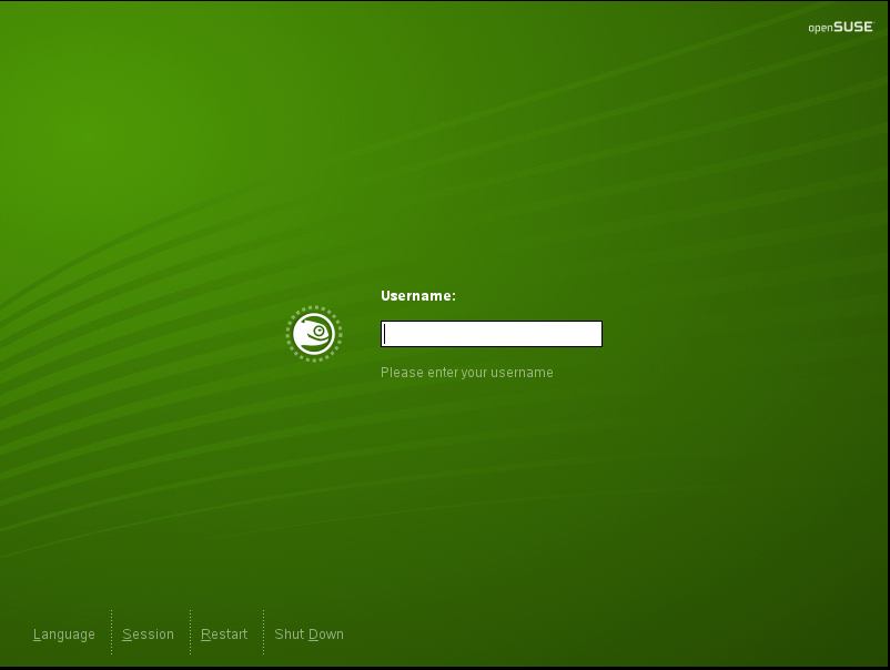 The openSUSE GNOME Desktop Login Screen