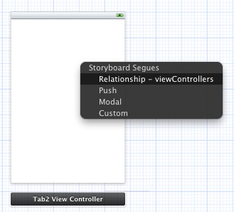 Establishing an Xcode storyboard tab bar controller and view controller relationship