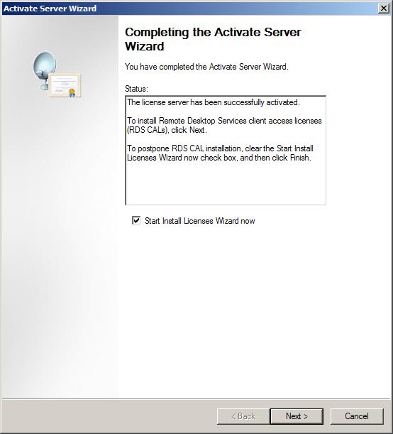 Windows Server 2008 R2 RD License Server Activated