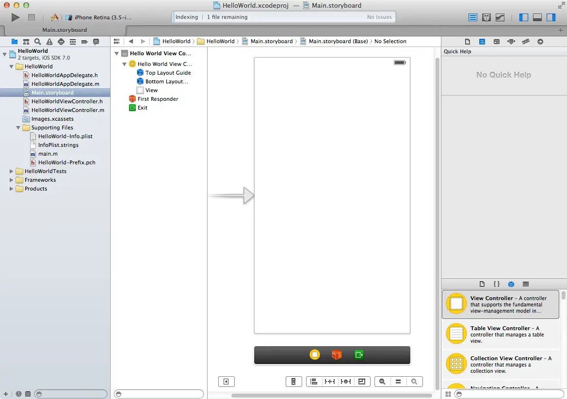 The Xcode 5 Interface Builder panel