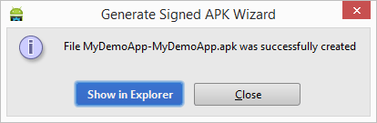 Android Studio signed APK file generated