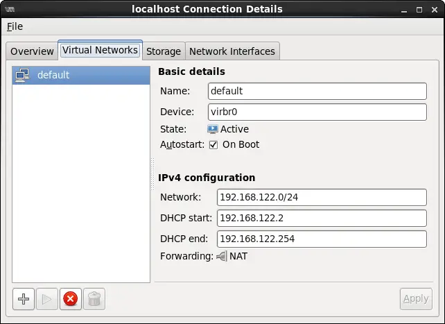 Listing CentOS 6 KVM virtual networks