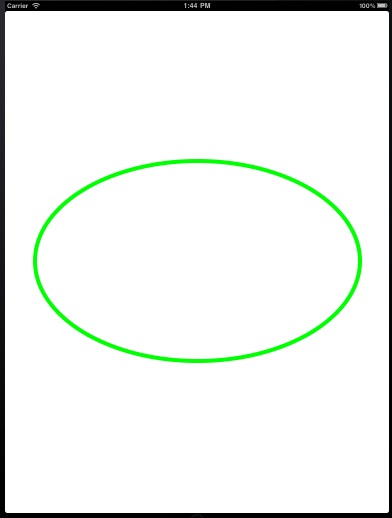 A Quartz 2D ellipse drawn on an iPad