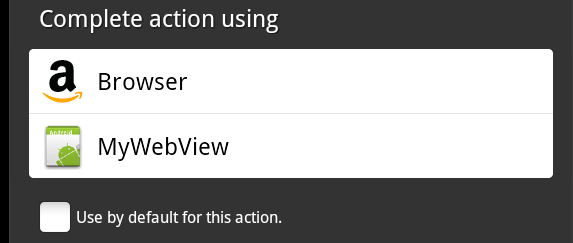 Kindle Fire asking a user which activity to use for an implicit intent