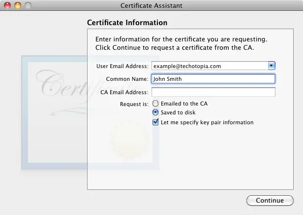 The Keychain Access Certificate Assistant