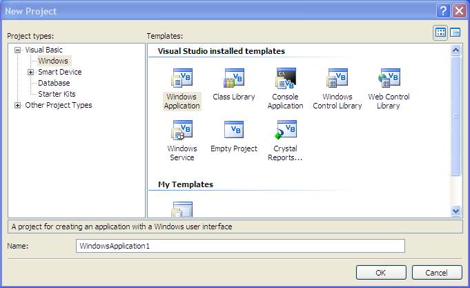 Visual Studio New Project Dialog