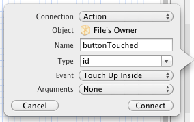 Adding an action using the Xcode Assistant Editor