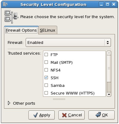 Opening the ssh port on a CentOS firewall