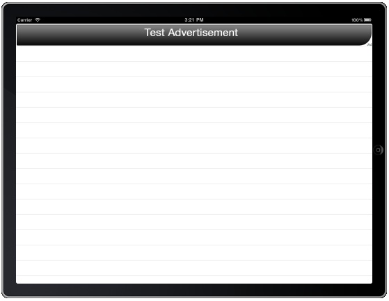 An iPad iOS 5 app with iAds in landscape orientation