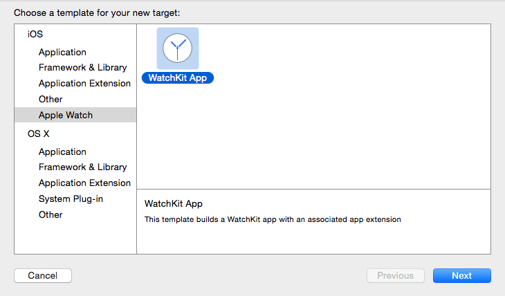 Adding a WatchKit extension target to an Xcode project