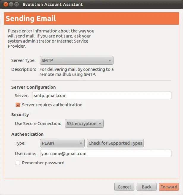 Configuring SMTP for GMail access on Ubuntu 11.04