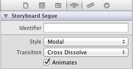 Configuring the properties of a storyboard segue
