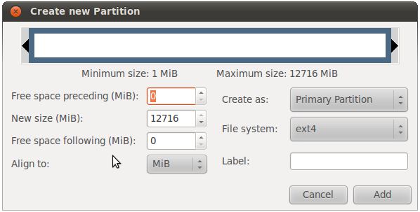 Creating a new Ubuntu disk partition