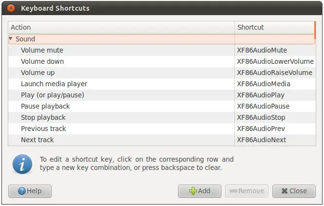 The Ubuntu 11.04 Unity keyboard shortcuts preferences dialog