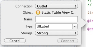 Establishing an outlet connection using the Xcode code assistant