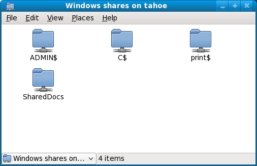 Shared resources on a remote Windows system