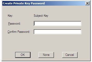 Specifying a private key password for a self signing authority