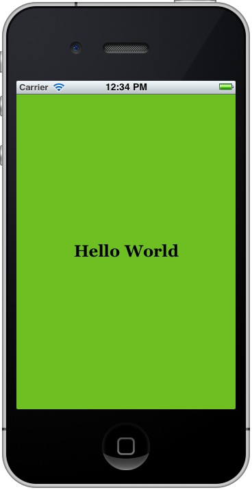 The Xcode 4 iPhone HelloWorld app running