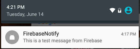 A Firebase remote notification arrives on an Android device