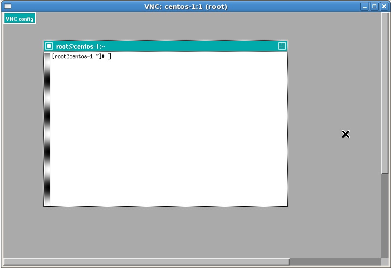 The CentOS remote desktop configured to use the TWM window manager
