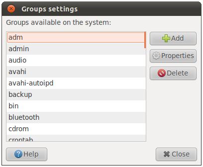 Managing groups on Ubuntu 11.04