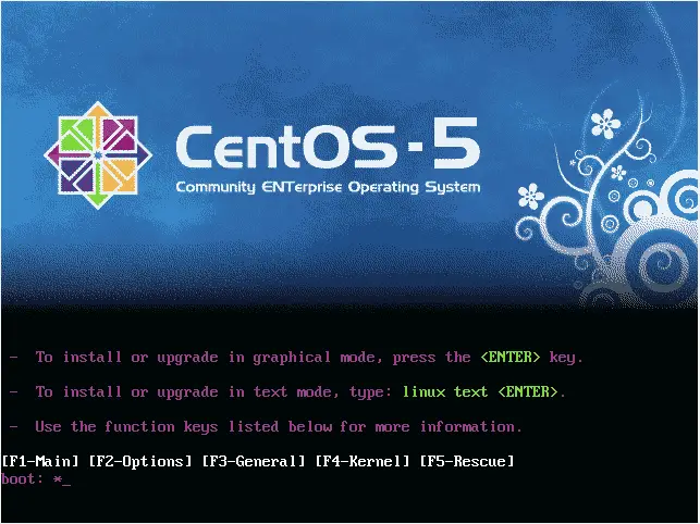 The CentOS installer boot screen