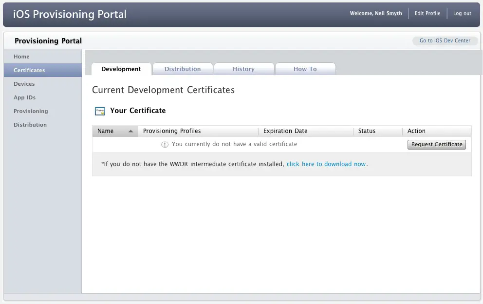 Requesting an iOS 5 developer certificate