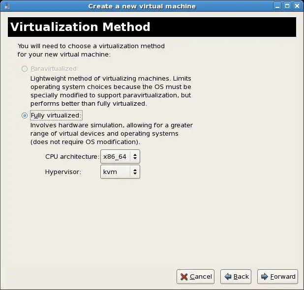 Configuring a KVM based fully virtualized guest