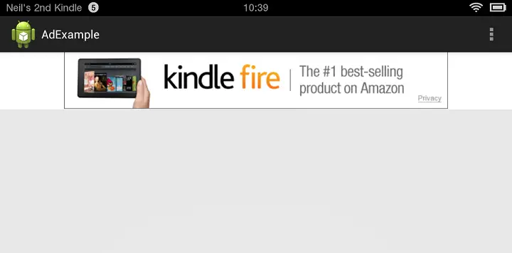An Amazon Ad running in an Application