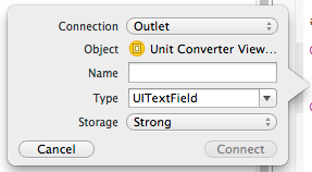 Establishing an outlet connection in Xcode 5