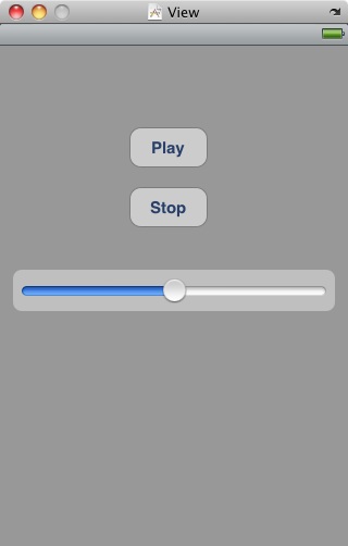 The user interface for an iPhone iOS 4 Audio Player application
