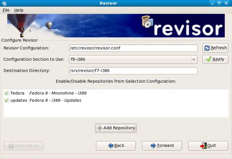 Fedora Revisor Configuration Selection