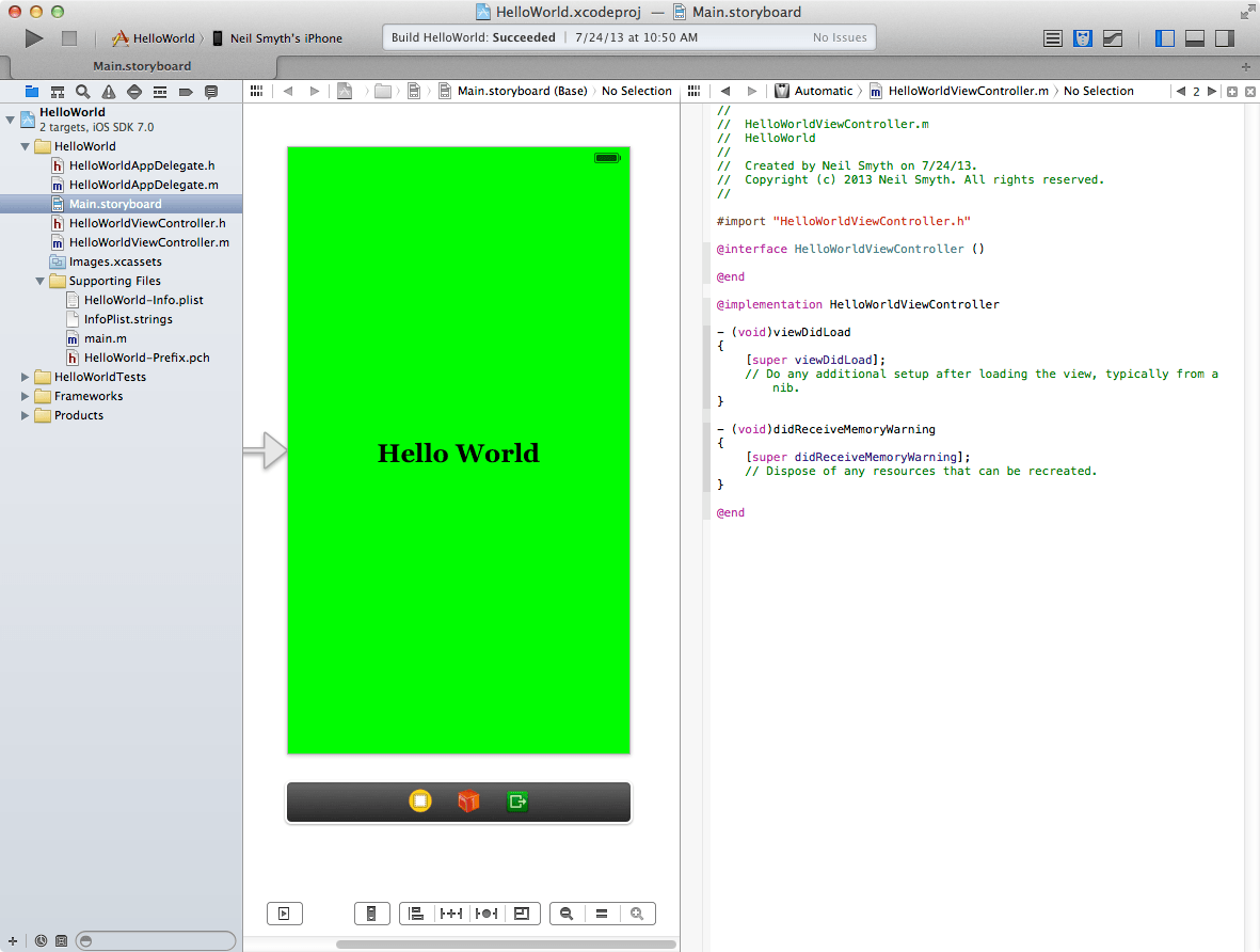 Xcode 5 with the Assistant Editor displayed