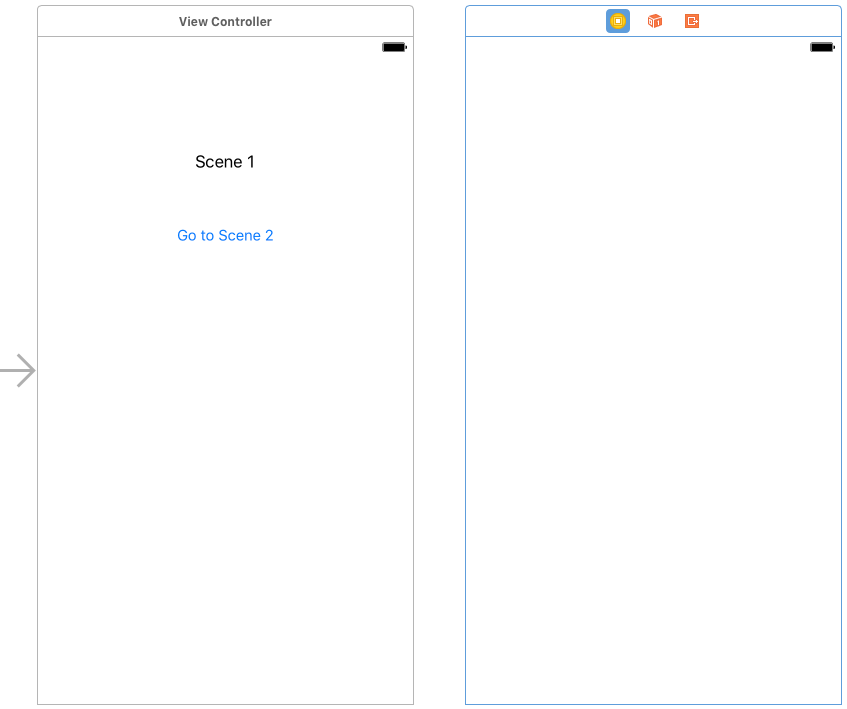 A second view controller added to the storyboard