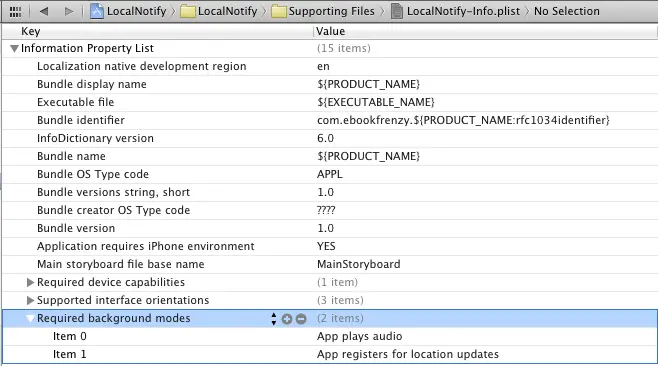 Configuring iOS 6 background modes in Xcode