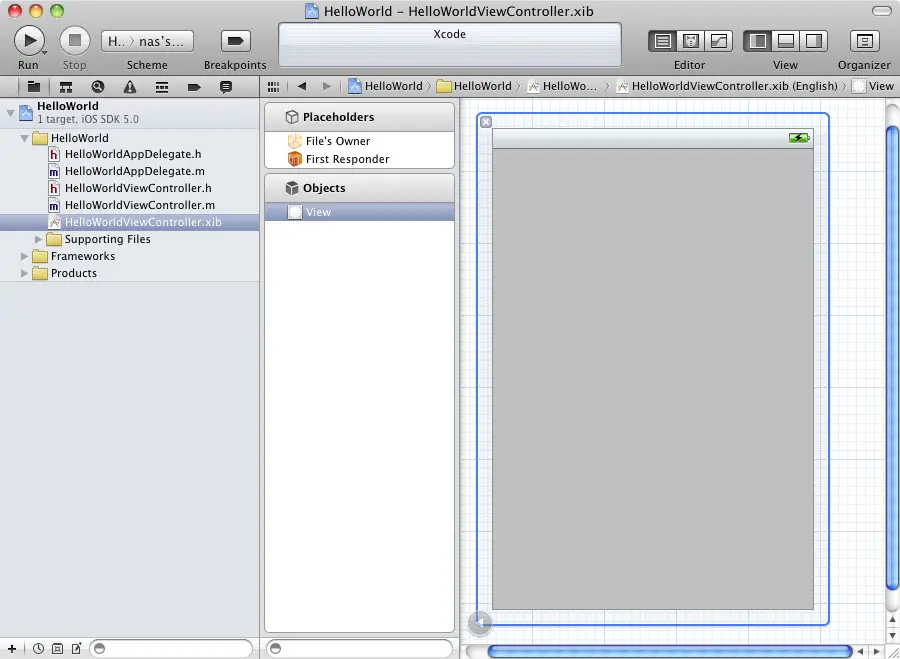 The Xcode interface builder tool
