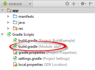 The module level Gradle build file