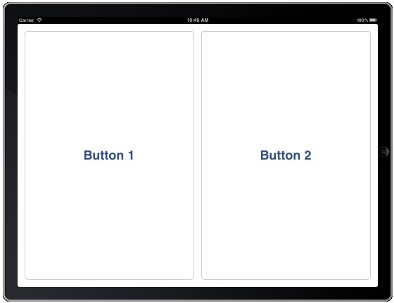 Example iPad app running with layout positioned in code