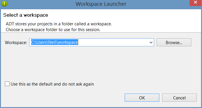 Eclipse workspace selecting dialog
