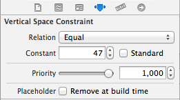 Configuring an Auto Layout constraint in the Xcode 5 Attributes Inspector