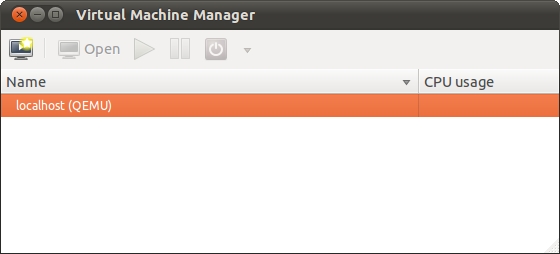 The Ubuntu 11.04 virt-manager main window