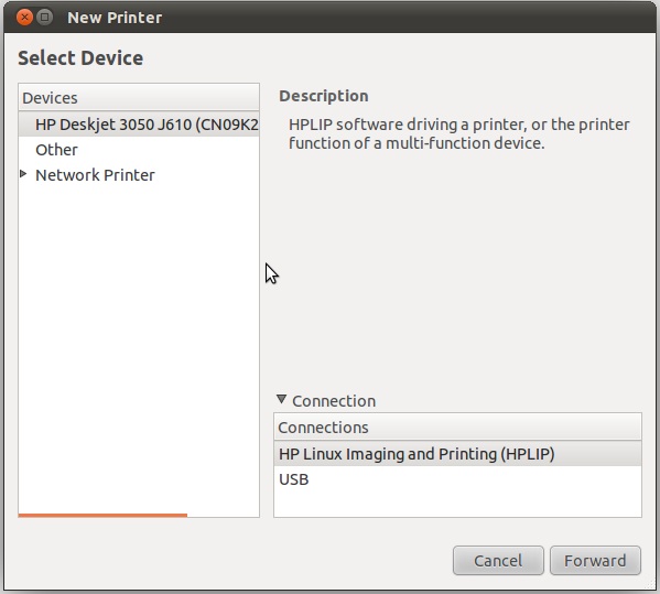 A locally connected Ubuntu 11.04 printer